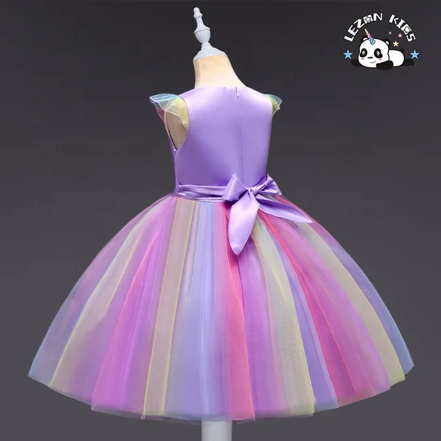 LEZONKIDS - Vestido de Tutu de Unicórnio sem Mangas Arco-íris para Natal, Fantasia de Menina